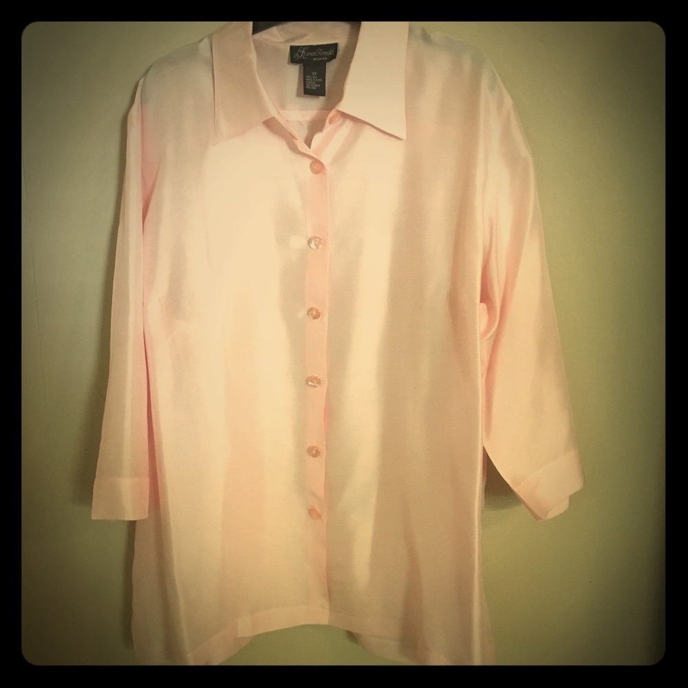 Pure Silk 100% Karen Arnold Woman Shirt 2X